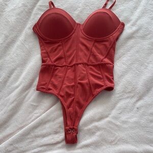Chic Red Structured Bodysuit